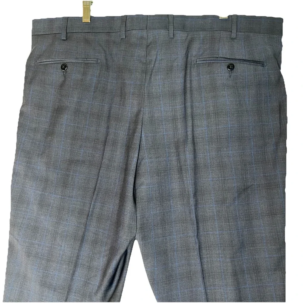 Zanella NWT Dress Pants Size 42 US Devon Navy Blue Plaid 100% Wool $350